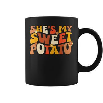 Thanksgiving Couples Sweet Potato I Yam Groovy Flower Coffee Mug - Seseable
