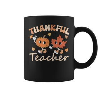 Thanksgiving Day Retro Fall Thankful Teacher For Women Coffee Mug - Thegiftio UK