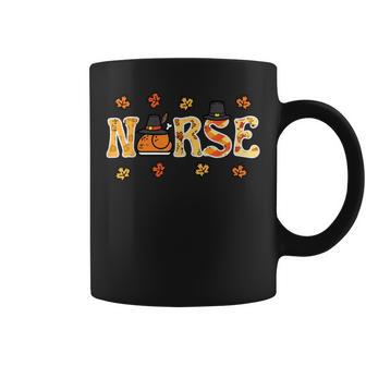 Thanksgiving Nurse Turkey Day Retro Fall Scrub Top Rn Women Coffee Mug - Seseable