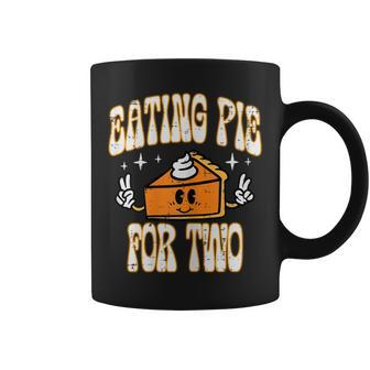 Thanksgiving Pregnancy Eating Pie Two Announce Mom Women Coffee Mug - Seseable