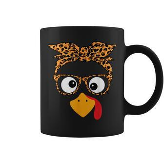 Thanksgiving Turkey Face Leopard Print Glasses Autumn Fall Coffee Mug - Monsterry UK