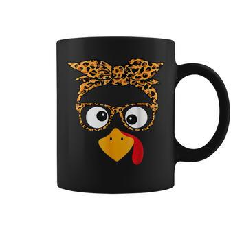 Thanksgiving Turkey Face Leopard Print Glasses Autumn Fall Coffee Mug - Thegiftio UK