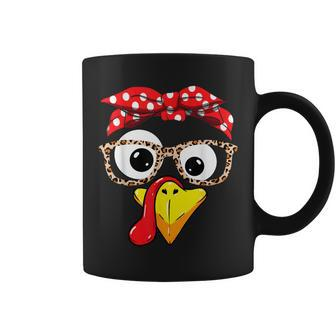 Thanksgiving Turkey Face Leopard Print Glasses Girls Coffee Mug - Thegiftio UK