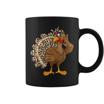 Thanksgiving Turkey Girl Leopard Print Autumn Fall Coffee Mug - Thegiftio UK