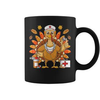 Thanksgiving Turkey Nurse Holiday Nursing Scrub Tops Women Coffee Mug - Seseable