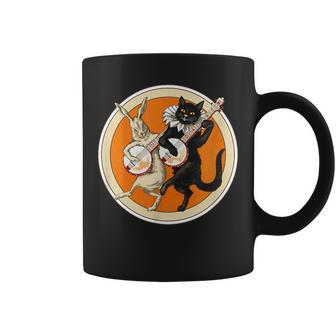The Black Cat Magazine Halloween Cat Rabbit And Banjo Gifts For Rabbit Lovers Funny Gifts Coffee Mug | Mazezy