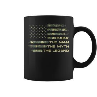 The Man The Myth The Legend Papa Fathers Day Camo Us Flag Coffee Mug - Thegiftio UK
