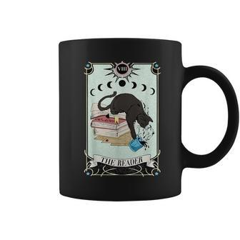 The Reader Black Cat Tarot Card Librarian Book Lover Reading Reading Funny Designs Funny Gifts Coffee Mug | Mazezy