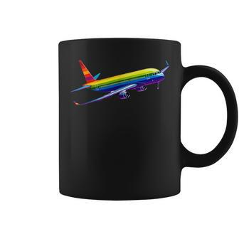 The Vibrant Rainbow Airplane Coffee Mug | Mazezy
