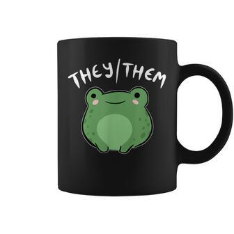 They Them Pronouns Frog Cute Nonbinary Queer Aesthetic Coffee Mug | Mazezy