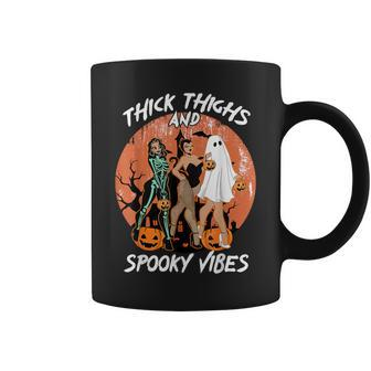 Thick Thighs And Spooky Vibes Halloween Girls Coffee Mug - Monsterry