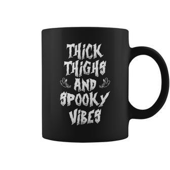 Thick Thighs And Spooky Vibes Halloween Womens Ghost Horror Halloween Coffee Mug | Mazezy