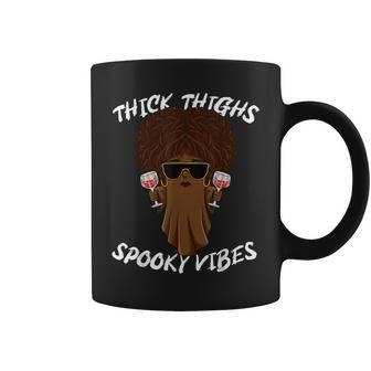 Thick Thighs Spooky Vibes Melanin Ghost Halloween Coffee Mug | Mazezy