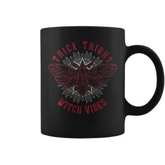 Thick Thighs Witch Vibes Insect Moth Scary Halloween Costume Coffee Mug | Mazezy