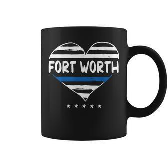Thin Blue Line Heart Fort Worth Police Officer Texas Cops Tx Coffee Mug | Mazezy DE