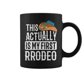 This Actually Is My First Rodeo Rodeo Funny Gifts Coffee Mug | Mazezy