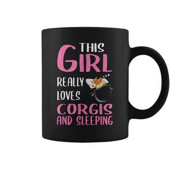 This Girl Really Loves Corgis And Sleeping Coffee Mug | Mazezy