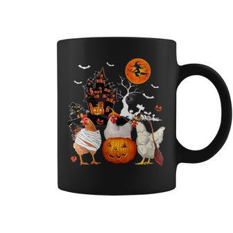 Three Chickens Halloween Mummy Scary Witch With Pumpkins Coffee Mug | Mazezy