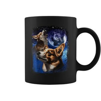Three Corgis Howl At Moon Funny Vintage Corgi Wolves Meme Coffee Mug | Mazezy