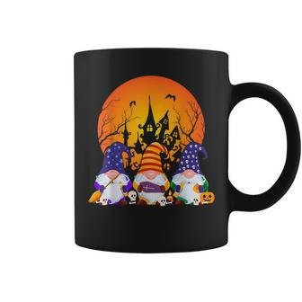 Three Gnomes Happy Halloween Fall Candy Corn Pumpkin Happy Halloween Coffee Mug | Mazezy