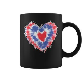 Tie Dye Heart Usa Flag Colors Blue Red & White 4Th Of July Coffee Mug | Mazezy