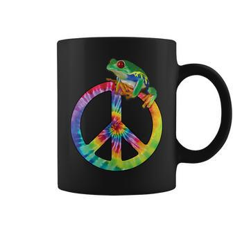 Tie-Dye Peace Sign Tree Frog Cute Colorful Coffee Mug | Mazezy