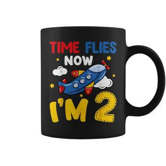 Time Flies Now Im 2 2Nd Birthday Airplane Decoration Party Coffee Mug - Seseable