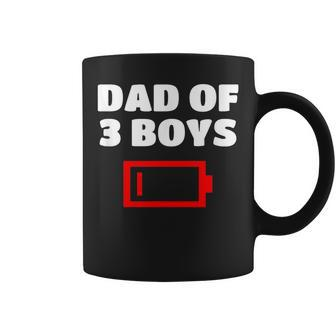 Tired Dad Of 3 Boys Father Of Three Sons Low Battery Coffee Mug | Mazezy UK