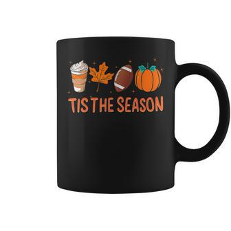 Tis The Season Latte Leaf Football Pumpkin Fall Season Coffee Mug | Mazezy UK