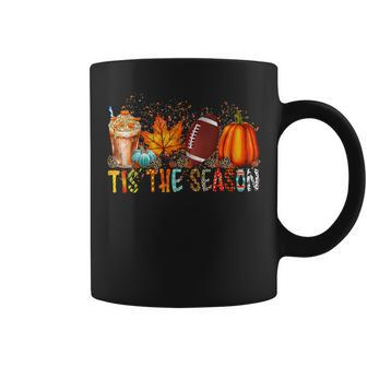 Tis' The Season Leopard Pumpkin Football Halloween Fall Coffee Mug - Seseable