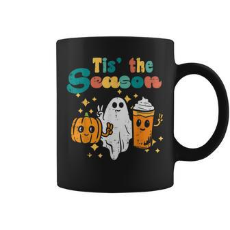 Tis The Season Pumpkin Ghost Latte Retro Halloween Fall Latte Coffee Mug | Mazezy
