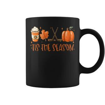 Tis The Season Pumpkin Latte Fall Leaves Thanksgiving Hockey Coffee Mug - Seseable