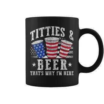Titties & Beer Thats Why Im Here Red White And Blue Shots Coffee Mug | Mazezy