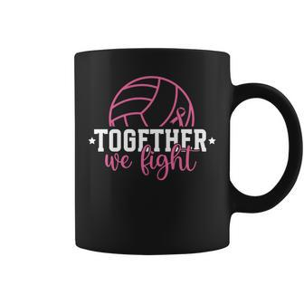 Together We Fight Breast Cancer Awarenes Volleyball Pink Out Coffee Mug - Seseable