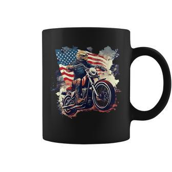 Too Cool To Rule Patriotic Bald Eagle Biker American Flag Patriotic Funny Gifts Coffee Mug | Mazezy