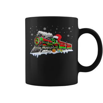 Train Santa Hat Christmas Pajama Train Distressed Xmas Coffee Mug - Seseable