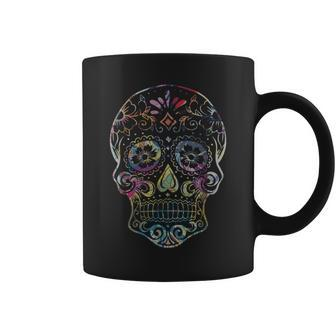 Trance Outline Sugar Skull T Watercolor Zen Rave Coffee Mug | Mazezy
