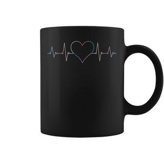 Transgender Heartbeat - Trans Pride Flag Ecg Pulse Line Love Coffee Mug | Mazezy