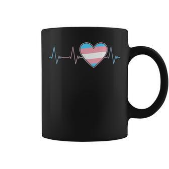 Transgender Heartbeat Trans Pride Flag Ekg Pulse Line Love Coffee Mug | Mazezy