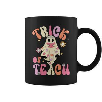 Trick Or Teach Retro Floral Groovy Ghost Teacher Halloween Coffee Mug - Thegiftio UK