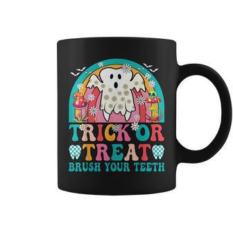 Trick Or Treat Brush Your Th Boo Ghost Halloween Dentist Coffee Mug | Mazezy