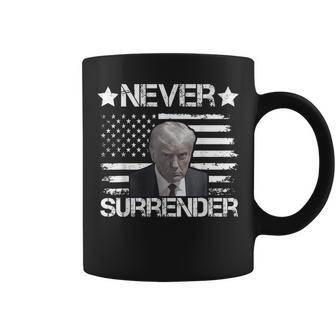 Trump Shot Never Surrender President Usa Flag Vintage Coffee Mug - Seseable