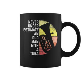 Tuba Never Underestimate Old Man Retro Gift Tuba Player Gift For Mens Coffee Mug | Mazezy