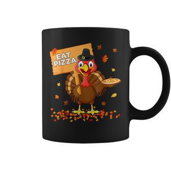 Turkey Eat Pizza Vegan Thanksgiving Fall Autumn Groovy Coffee Mug - Monsterry