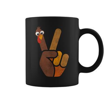 Turkey Hippie Peace Sign Graphic Fall Thanksgiving Coffee Mug - Monsterry