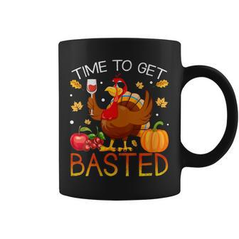 Turkey Time To Get Basted Retro Happy Thanksgiving Women Coffee Mug - Seseable