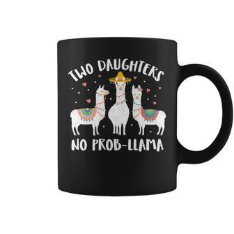 Two Daughters No Probllama Funny Mom Dad Gift Gifts For Mom Funny Gifts Coffee Mug | Mazezy