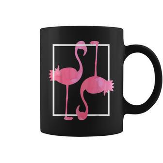 Two Hot Pink Flamingo Colorful Watercolor Designer Coffee Mug | Mazezy
