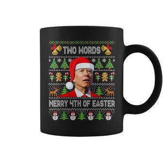 Two Words Merry 4Th Of Easter Joe Biden Christmas Sweater Coffee Mug - Monsterry