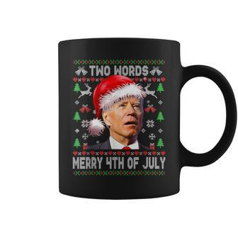 Two Words Merry 4Th Of July Joe Biden Christmas Sweater Coffee Mug - Seseable